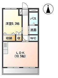 フォレスト壱番館 1LDKの間取図画像