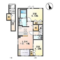 ロータス東中田 2LDKの間取図画像