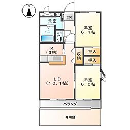 サンフォレスト花の木B 2LDKの間取図画像