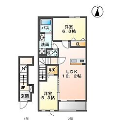 アズールボワ・K 2LDKの間取図画像