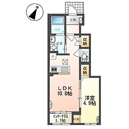 グランピュア 1LDKの間取図画像