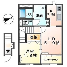 ノワレーヴ 1LDKの間取図画像