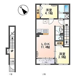仮)本庄市N様新築アパート 2LDKの間取図画像