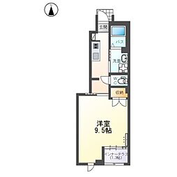 (仮)高宮北アパート新築工事 1Kの間取図画像