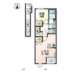 (仮)高宮北アパート新築工事 1LDKの間取図画像