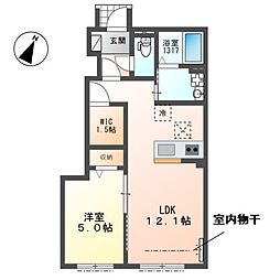 エール ふかや花園 1LDKの間取図画像
