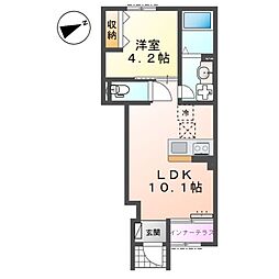 坂戸市薬師町 アパート新築工事 1LDKの間取図画像