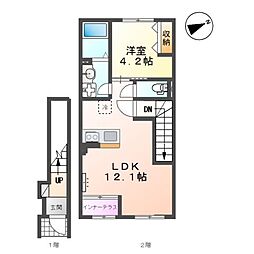 坂戸市薬師町 アパート新築工事 1LDKの間取図画像