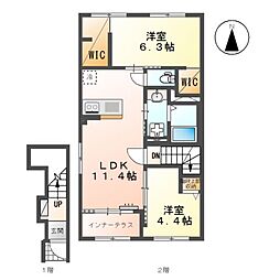 東松山市松葉町 アパート新築工事 2LDKの間取図画像