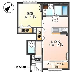 東久留米市浅間町 アパート新築工事 1LDKの間取図画像