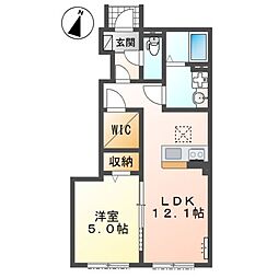 越谷市千間台西5丁目アパート新築工事 1LDKの間取図画像
