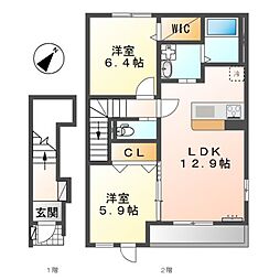 LUXE tres 2LDKの間取図画像