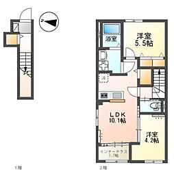 シャインヒルズK&K 2LDKの間取図画像