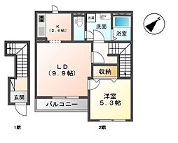 グランツ・シュトラーセ 1LDKの間取図画像