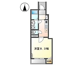 ベルゾーネ中村 1Kの間取図画像