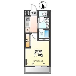 OceanCoastTsudanuma（オーシャンコーストツダヌマ） 3階1Kの間取り