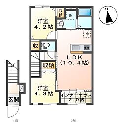 Lumiere・Arv(ルミエール・アルヴ) 2LDKの間取図画像