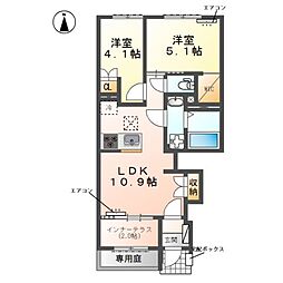 流山市東深井新築アパート 2LDKの間取図画像