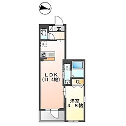仮)梅田3丁目マンション新築工事 1LDKの間取図画像