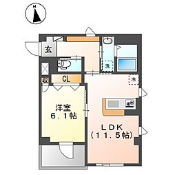 エ・クロール 1LDKの間取図画像