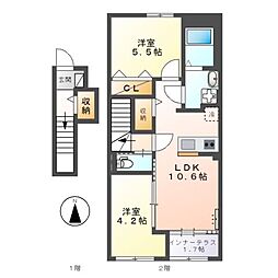 宮前区平5丁目新築アパート(仮 2LDKの間取図画像