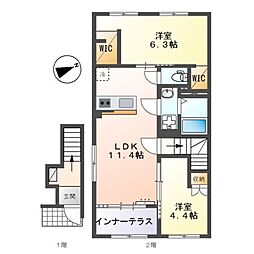 宮前区平4丁目新築アパート(仮 2LDKの間取図画像