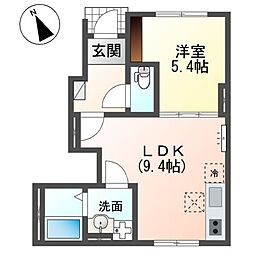 仮)日野市豊田アパート新築工事 1LDKの間取図画像