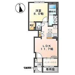 ドゥーブル ブロッサム 1LDKの間取図画像