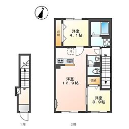 レオ グランツ 2 2LDKの間取図画像