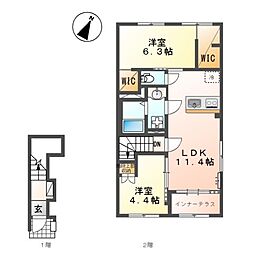 仮)中央区上溝新築アパート 2LDKの間取図画像