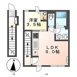 アプリコットE 1LDKの間取図画像
