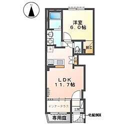 (仮称)海老名市中野1丁目新築アパート 1LDKの間取図画像
