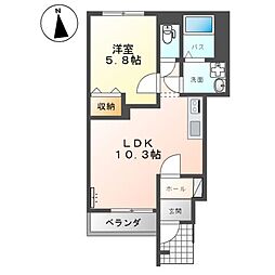 アンソレイエ 1LDKの間取図画像