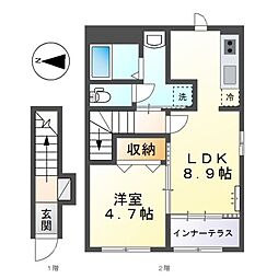リヴィエール林 1LDKの間取図画像