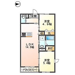 エバーリーフ 2LDKの間取図画像