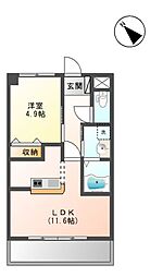ルシェリア 1LDKの間取図画像