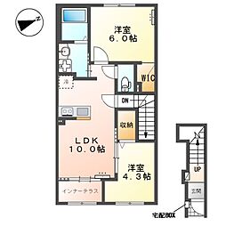 御殿場市東田中アパート 2LDKの間取図画像