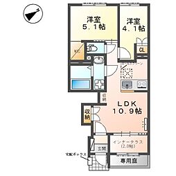 Vento verde(べント ヴェルデ) 2LDKの間取図画像