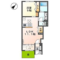 ノイア-・ルウムI 1LDKの間取図画像