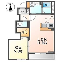 シャンペトル 1LDKの間取図画像