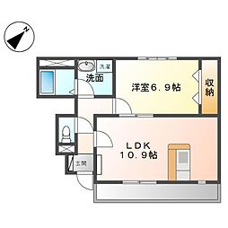 ホッコウハイム 1LDKの間取図画像