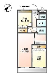 ベル・グラース 2LDKの間取図画像