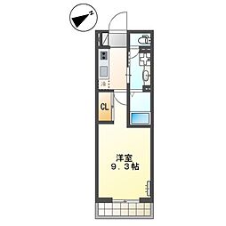 グランディール 1Kの間取図画像