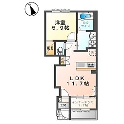 堺市中区東八田アパート新築工事 1LDKの間取図画像