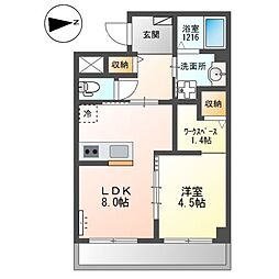 ブランキューブ南摂津 1LDKの間取図画像