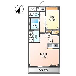 グリシーナ 1LDKの間取図画像