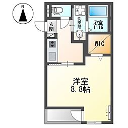 旭区清水1丁目アパート新築工事 1Kの間取図画像