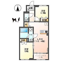 東大阪市上四条町アパート工事 2LDKの間取図画像
