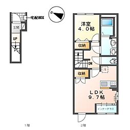 丹波篠山市中野 賃貸アパートII 1LDKの間取図画像