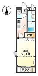 リッチ&フォース 1Kの間取図画像